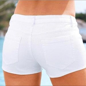 Low rise cuffed booty shorts